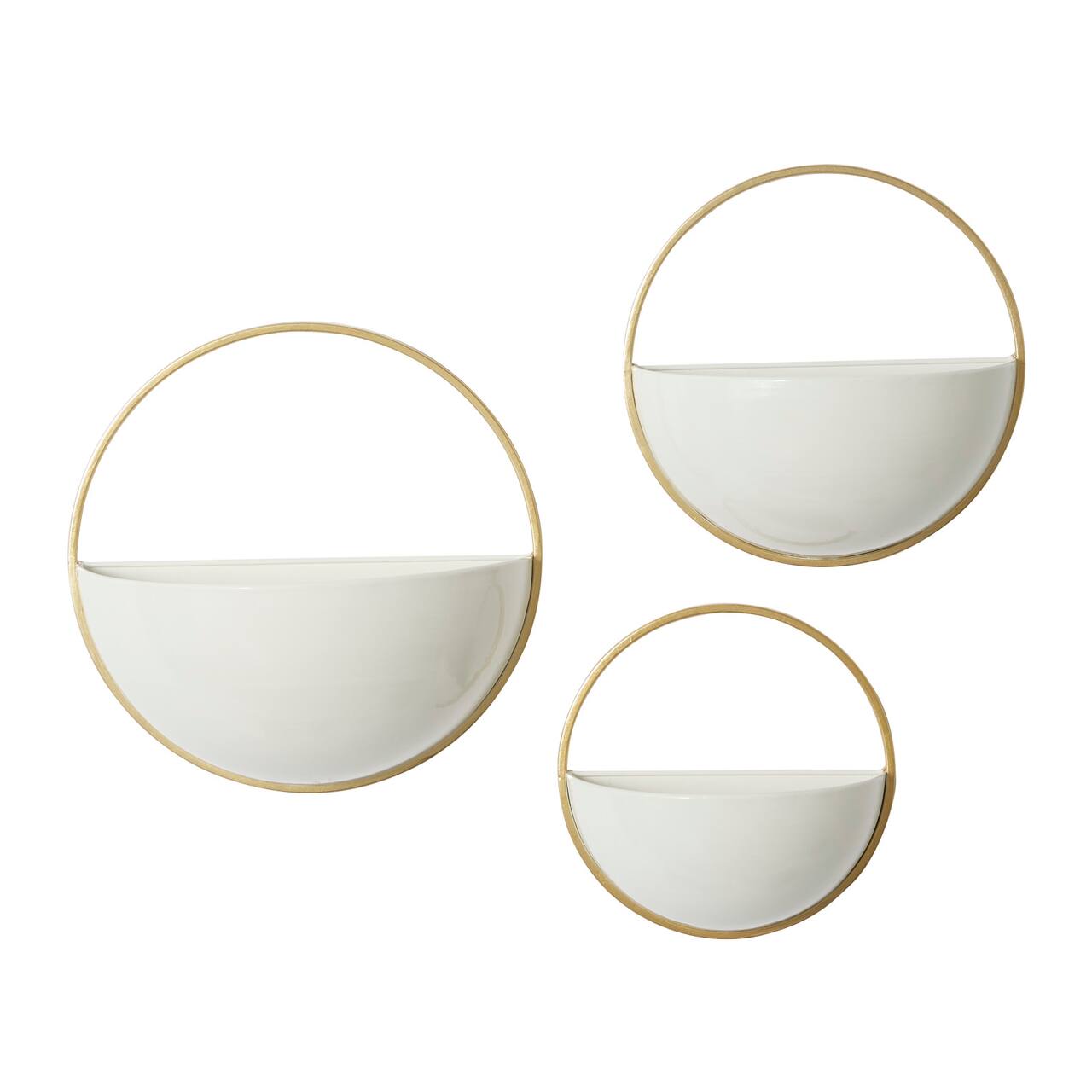 Gold & White Metal Contemporary Wall Planter Set